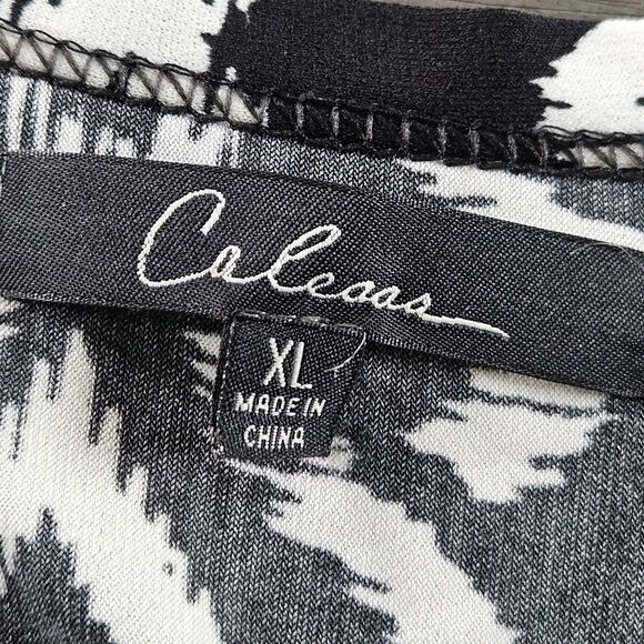 Calessa Womens Size XL Black White Demask Maxi Dress Elastic Waist Dolman Sleeve - Picture 3 of 6